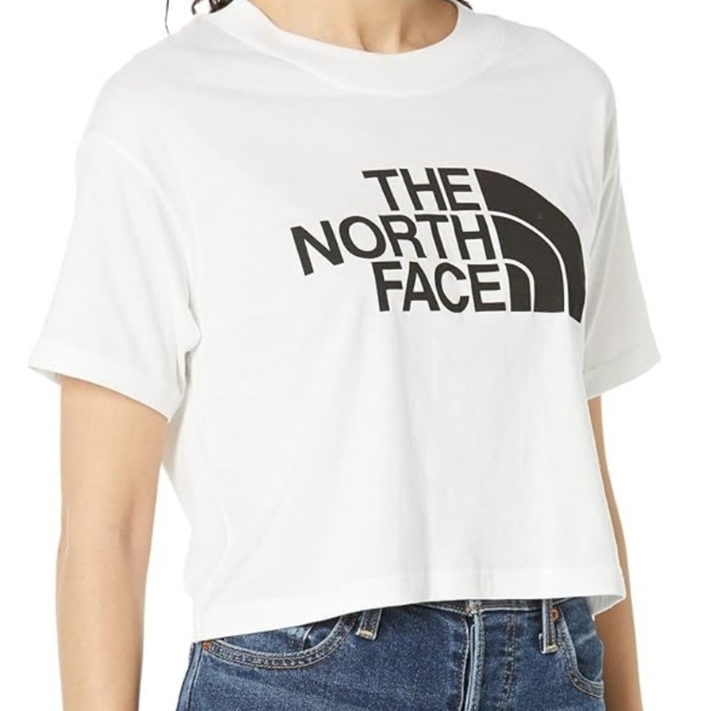 The North Face cropped white t shirt